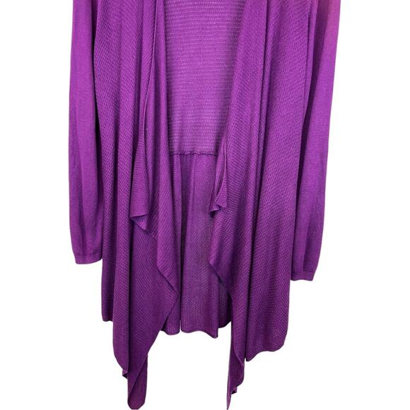Torrid Plum Asymmetrical Hem Open Draped Cardigan - Picture 8 of 12